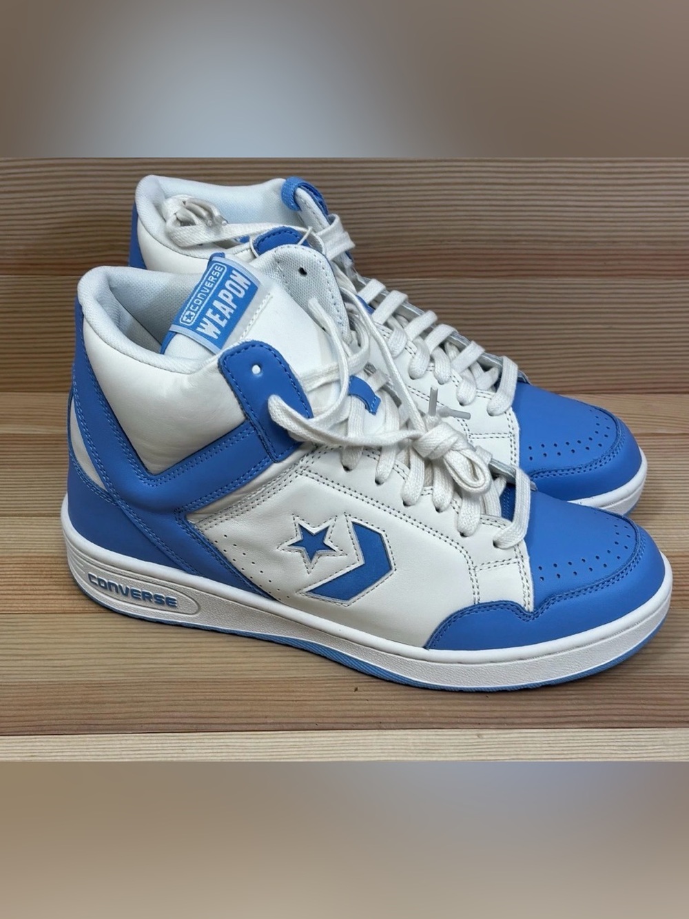 Converse Weapon Mid Light Blue Leather Basketball “UNC” Shoes A10597C Mens 10.5
